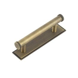 Hoxton Wenlock Cabinet Handles 96mm Ctrs Stepped Backplate Antique Brass - By Frelan Hardware - HOX-150AB-6050AB