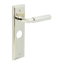 Piccadilly Door Handle Bathroom Backplate Polished Nickel - By Frelan Hardware - BUR40KIT166