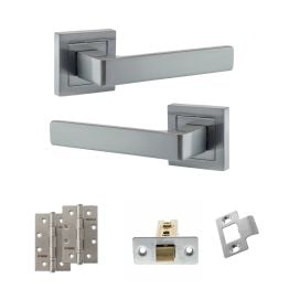 STATUS Montana Door Handle Pack (Latch Set - 2.5" CE Latch, 4" Slim Knuckle Hinges x2) - Satin Chrome