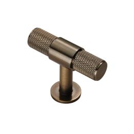 Knurled T-Bar Knob - Antique Brass