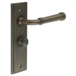 Highgate Door Handle Bathroom Backplate Dark Bronze & Turn & Release - By Frelan Hardware - BUR-35DB-453DB-80DB