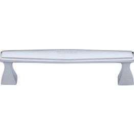 Heritage Brass Cabinet Pull Deco Design 128mm CTC Satin Chrome Finish