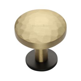 Heritage Brass Cabinet Knob Round Hammered Design with Rose 38mm Matt Bronze/Satin Brass finish