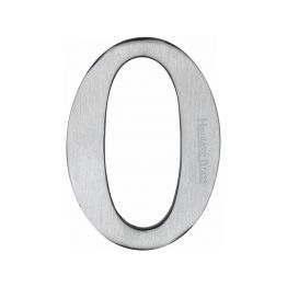 Heritage Brass Numeral 0 Self Adhesive 51mm (2") Satin Chrome finish