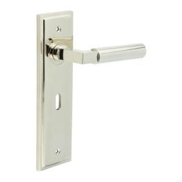 Westminster Door Handle Lock Backplate Polished Nickel - By Frelan Hardware - BUR30KIT165