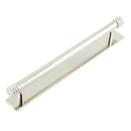 Hoxton Sturt Cabinet Handles 224mm Ctrs Plain Backplate Polished Nickel - By Frelan Hardware - HOX-460PN-5060PN