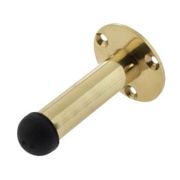 Jedo Cylinder Wall Mounted Door Stop on Rose 75mm Polished Brass - By Frelan Hardware - JV9551BPB