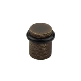 Burlington Knurled Floor Mounted Doorstops 40mm Dia Antique Brass - By Frelan Hardware - BUR964AB
