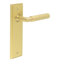 Piccadilly Door Handle Latch Backplate Satin Brass - By Frelan Hardware - BUR40KIT242