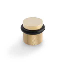 Valli 38 x 35mm - Floor Mounted Knurled Doorstop - Concealed Fix - Satin Brass PVD