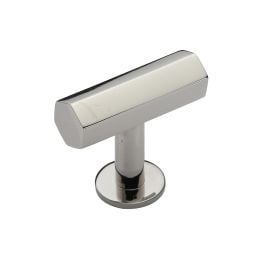 Heritage Brass Cabinet Knob Hexagon T-Bar Design with Rose 41mm Polished Nickel finish