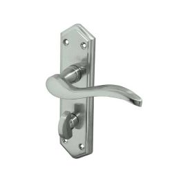 Paris Suite Door Handles on Bathroom Plate Satin Chrome - By Frelan Hardware - JV283SC