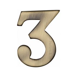 Heritage Brass Numeral 3 Self Adhesive 51mm (2") Antique Brass finish