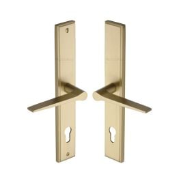 Heritage Brass Multi-Point Door Handle Lever Lock Gio RH Design Satin Brass finish