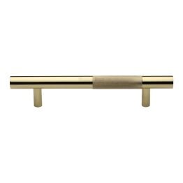 Heritage Brass Door Pull Handle Bar Knurled Design 305mm Polished Brass Finish
