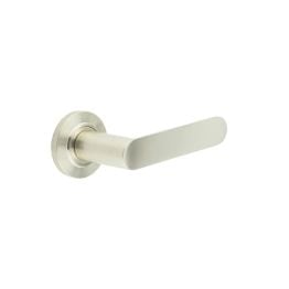 Kensington Door Handles Chamfered Rose Satin Nickel - By Frelan Hardware - BUR25KIT314