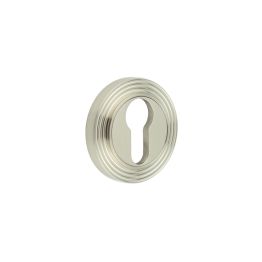 Burlington Euro Profile Escutcheons Reeded Rose Satin Nickel - By Frelan Hardware - BUR-61SN-74SN