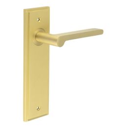 Fitzrovia Door Handle Latch Backplate Satin Brass - By Frelan Hardware - BUR15KIT242