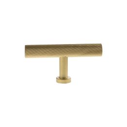 Millhouse Brass Paddington Spiral T-Bar Cabinet Knob Handle - Satin Brass
