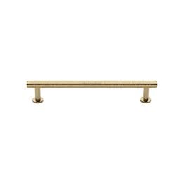 Heritage Brass Cabinet Pull Knurled Design with 16mm Rose 128mm CTC Polished Brass finish