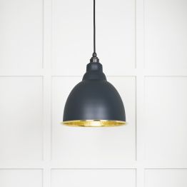 Hammered Brass Brindley Pendant in Soot