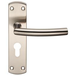 Steelworx Residential Arched Lever On Euro Lock Backplate - Satin Stainless Steel