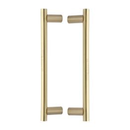 Heritage Brass Back to Back Door Pull Handle Round Bar Design 336mm&nbsp;Satin Brass Finish