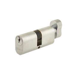 Oval Profile Cylinders & Turns 60mm Satin Chrome - By Frelan Hardware - JL60-OPCTSC