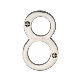 Heritage Brass Numeral 8 Face Fix 76mm (3") Polished Nickel finish