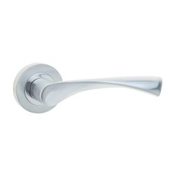 Twirl Door Handle on Rose Polished Chrome/Satin Chrome - By Frelan Hardware - JV504PCSC