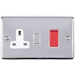 Eurolite Enhance Decorative 45Amp Switch with a socket Polished Chrome