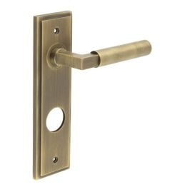 Westminster Door Handle Din Bathroom Backplate Antique Brass - By Frelan Hardware - BUR30KIT13