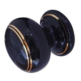 Jedo Porcelain Cupboard Knobs 50mm Goldline Black - By Frelan Hardware - JC76