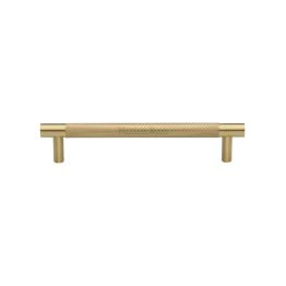 Heritage Brass Cabinet Pull Partial Knurl Design 128mm CTC Satin Brass finish