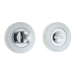 Jedo Dual Turns & Releases 50mm Round Rose no Indicator Polished Chrome / Satin Chrome - By Frelan Hardware - JV2666PCSC