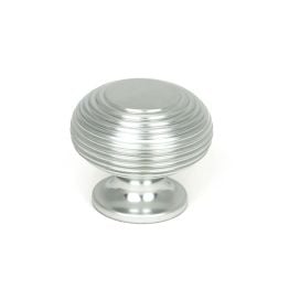 Satin Chrome Beehive Cabinet Knob 40mm
