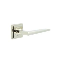 Mayfair Door Handle on Square Stepped Rose Polished Nickel - By Frelan Hardware - BUR10KIT163