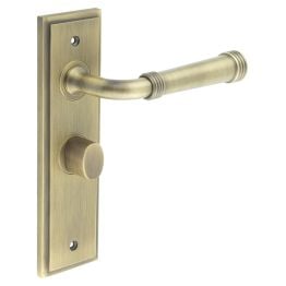 Highgate Door Handle Bathroom Backplate Antique Brass & Turn & Release - By Frelan Hardware - BUR-35AB-453AB-81AB