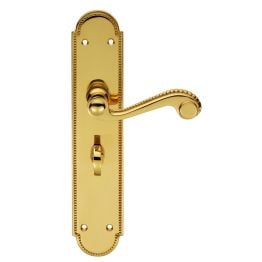 Chesham Lever On Long Wc Backplate - Polished Brass