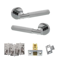Senza Pari Rosarno Door Handle Pack (Latch Set - 2.5" CE Latch, 4" Fire Rated Hinges x3) - Polished Chrome