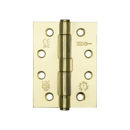 Jedo Grade 7 Steel Heavy Duty Button Tip Hinges 102x76x2.5mm Electro Brassed - By Frelan Hardware - J451BT-EB