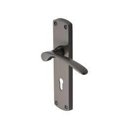 Heritage Brass Door Handle Lever Lock Diplomat Design Matt Bronze finish