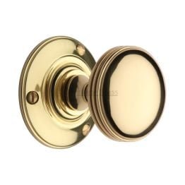 Heritage Brass Mortice Knob on Rose Richmond Design Polished Brass finish