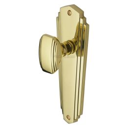 Heritage Brass Mortice Knob on Latch Plate Charlston Design Polished Brass finish