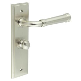 Highgate Door Handle Bathroom Backplate Satin Nickel & Turn & Release - By Frelan Hardware - BUR-35SN-453SN-80SN