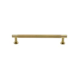 Heritage Brass Cabinet Pull Partial Knurled Design with 16mm Rose 128mm CTC Polished Brass finish