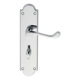 Victorian Scroll Lever On Shaped Wc Backplate - Polished Chrome