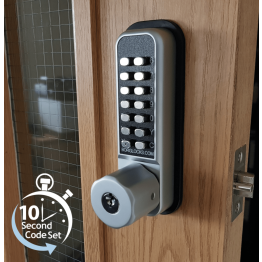 Borg BL2701 SC ECP - Easicode Pro, Hex Knob With Key Override (6 Pin Cylinder), Inside Paddle Handle Optional Holdback, Satin Chrome Finish