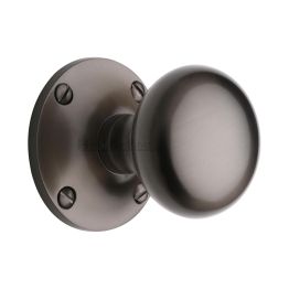 Heritage Brass Mortice Knob on Rose Kensington Design Matt Bronze finish
