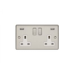 Eurolite Enhance Decorative 2 Gang USB Socket Satin Stainless Steel